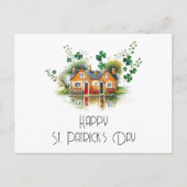 St. Patrick's Day Vierblättriges Kleeblatt House R Postkarte (Vorderseite)