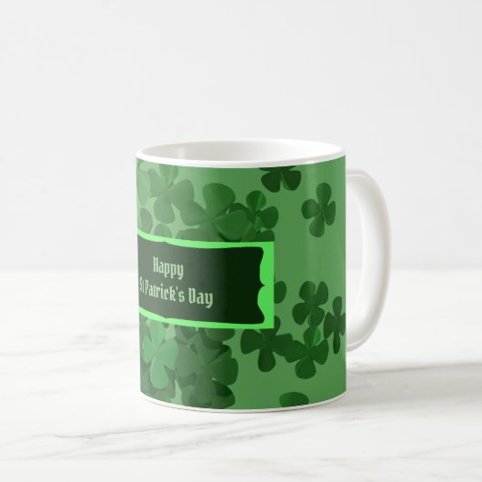 St. Patrick's Day ‎ vierblättriges Kleeblatt Kaffeetasse (VorderseiteRechts)