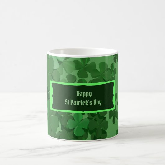 St. Patrick's Day vierblättriges Kleeblatt Kaffeetasse (Mittel)