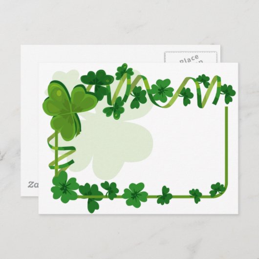 St. Patrick's Day Vierblättriges Kleeblatt Lucky K Postkarte (Vorne/Hinten)
