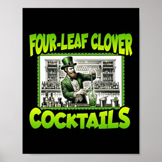 St Patricks Day Vierblättriges Kleeblatt Schwanzes Poster (Vorne)
