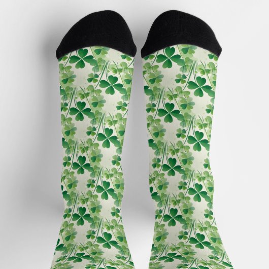 St Patrick's Day Vierblättriges Kleeblatt Socken (Oben)