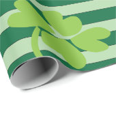 St Patricks Day Vierblättriges Kleeblatt Streifen  Geschenkpapier (Rolleneckpunkt)