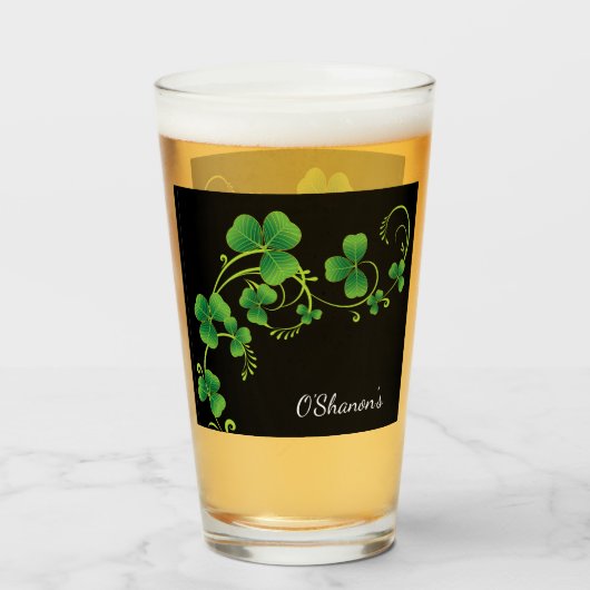 St. Patricks Day Vine & Clover Glass-Individuelle Glas (Vorne (Gefüllt))