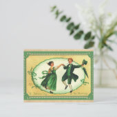 St Patricks Day Vintag Irish Dancing Couple Postkarte (Stehend Vorderseite)