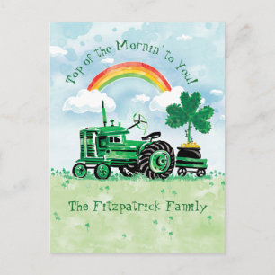 St. Patrick's Day Vintag Tractor Name Postkarte