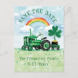 St. Patrick's Day Vintag Tractor Save the Date Ankündigungspostkarte