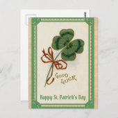 St Patricks Day Vintag Viel Glück Kleeblatt Postkarte (Vorne/Hinten)