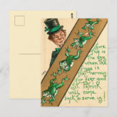 St Patrick's Day Vintage "Froggy" Card Postkarte (Vorne/Hinten)