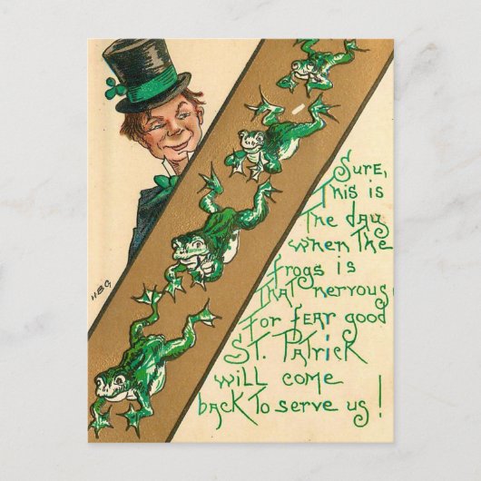 St Patrick's Day Vintage "Froggy" Card Postkarte (Vorderseite)