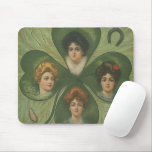 St. Patrick's Day Vintage Kleeblatt Lady Luck Kuns Mousepad