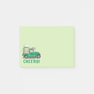 St. Patricks Day Vintage-LKW Grüner Bier 4x3 Post-it Klebezettel