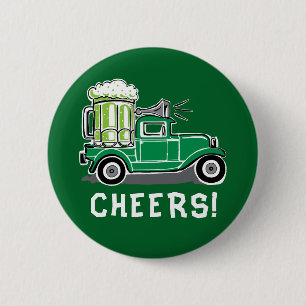 St. Patrick's Day Vintage-LKW grünes Bier Button