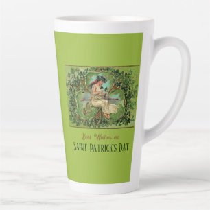 St. Patrick's Day Vintage Mädchen mit Shamrocks  Milchtasse