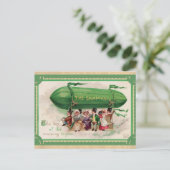 St Patricks Day Vintages irisches Kleeblatt Blimp Postkarte (Stehend Vorderseite)