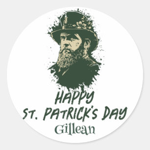 St. Patrick's Day Vintages Kleeblatt personalisier Runder Aufkleber