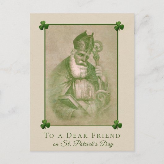 St. Patrick's Day Vintages Kleeblatt Postkarte (Vorderseite)