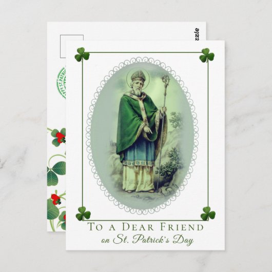 St. Patrick's Day Vintages Kleeblatt Postkarte (Vorne/Hinten)