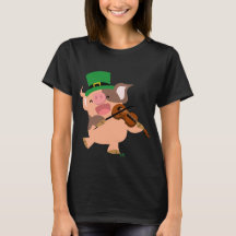 St Patrick's Day Violinist Schwein Frauen T - Shir