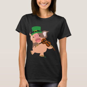 St Patrick's Day Violinist Schwein Frauen T - Shir T-Shirt