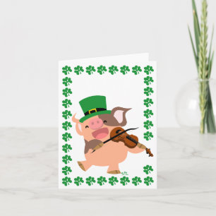 St Patrick's Day Violinist Schwein notecard Karte