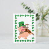 St Patrick's Day Violinist Schwein Postkarte (Stehend Vorderseite)