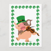 St Patrick's Day Violinist Schwein Postkarte (Vorderseite)