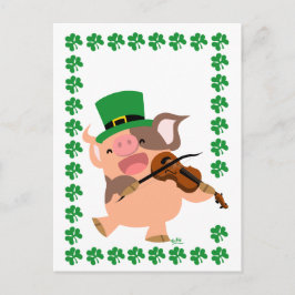 St Patrick's Day Violinist Schwein Postkarte