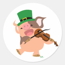 St Patrick's Day Violinist Schwein Rundaufkleber Runder Aufkleber