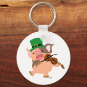 St Patrick's Day Violinist Schweinefleisch Schlüss Schlüsselanhänger (Vorderseite)