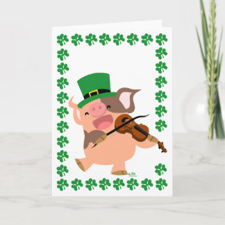 St Patrick's Day Violinist Schweinegrippe Grußkart Karte