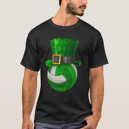 St Patrick's Day Volleyball Leprechaun Kleeblatt T-Shirt (Vorderseite)