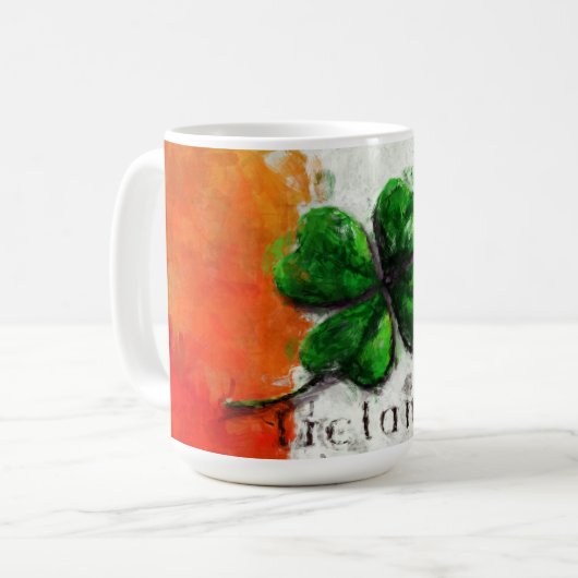 St. Patrick's Day - Wasserfarbe Clover Irland Flag Kaffeetasse (Vorderseite Links)