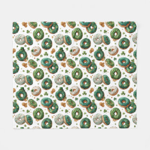 St. Patricks Day Wasserfarbe Donut & Kleeblatt Fleecedecke
