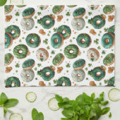 St. Patricks Day Wasserfarbe Donut & Kleeblatt Geschirrtuch (Gefaltet)
