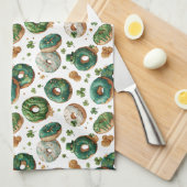 St. Patricks Day Wasserfarbe Donut & Kleeblatt Geschirrtuch (Viertel Falte)