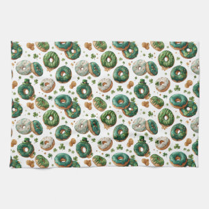 St. Patricks Day Wasserfarbe Donut & Kleeblatt Geschirrtuch