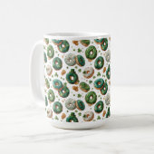 St. Patricks Day Wasserfarbe Donut & Kleeblatt Kaffeetasse (Vorderseite Links)