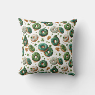 St. Patricks Day Wasserfarbe Donut & Kleeblatt Kissen