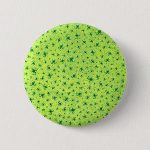 St. Patrick's Day Wasserfarben-Kleeblatt auf Grün Button