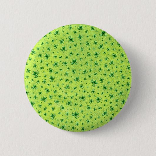 St. Patrick's Day Wasserfarben-Kleeblatt auf Grün Button (Vorderseite)