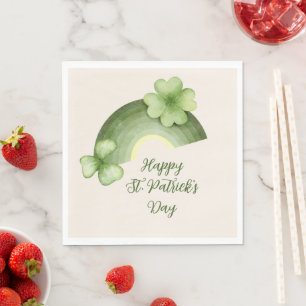 St. Patrick's Day – Wasserfarben-Kleeblatt-Regenbo Serviette