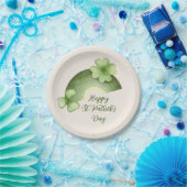 St. Patrick's Day – Wasserfarben-Shamrock-Regenbog Pappteller (Party)