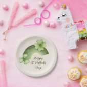 St. Patrick's Day – Wasserfarben-Shamrock-Regenbog Pappteller (Party)