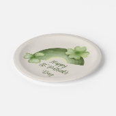 St. Patrick's Day – Wasserfarben-Shamrock-Regenbog Pappteller (Schrägansicht)