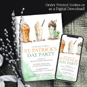 St. Patricks Day Watercolor Kleeblatt Milkshake Einladung