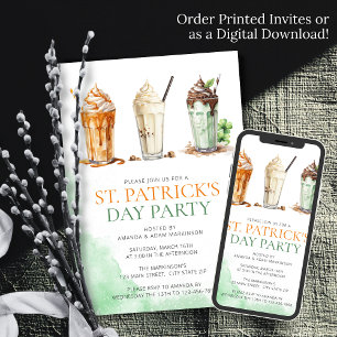 St. Patricks Day Watercolor Kleeblatt Milkshake Einladung