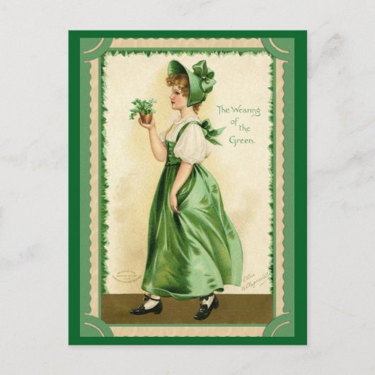 St. Patrick's Day Wearing the Green Vintag Postkarte (Vorderseite)