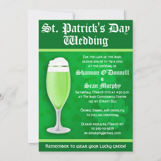 St. Patrick's Day Wedding Einladung (Vorderseite)