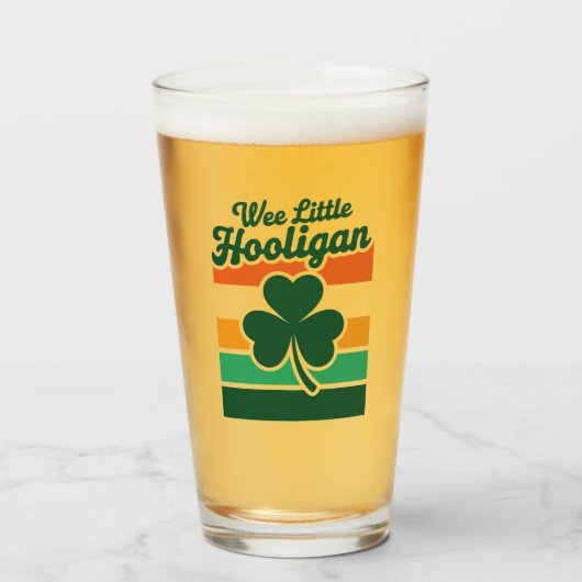 St Patricks Day Wee Little Hooligan Funny Glas (Vorne (Gefüllt))